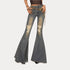 Blue High-waisted Women's Bell-bottoms Jeans